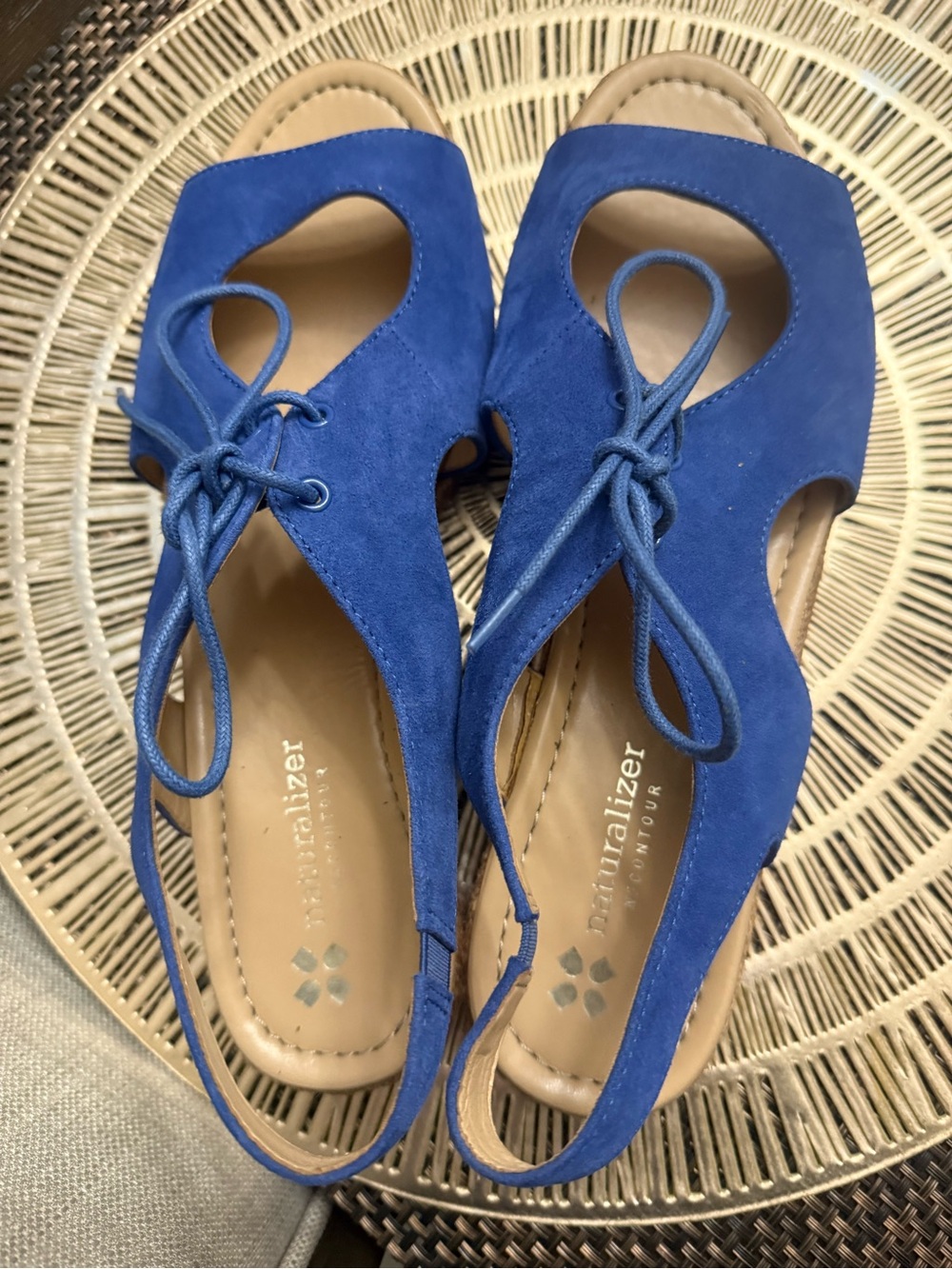 Naturalizer Royal Blue Lace-Up Peep Toe Sandals